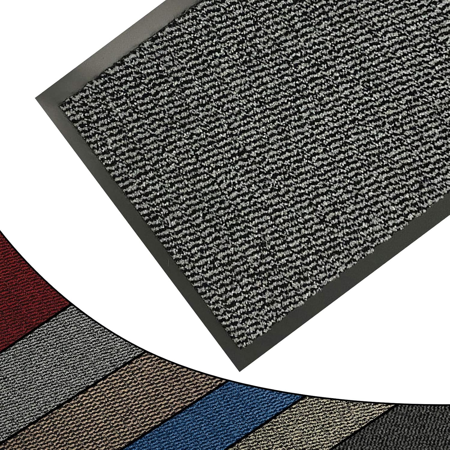 FunkyBuys Barrier Mat Large Grey/Black Door Mat Rubber Runner Barrier Mats Rug PVC Edged Heavy Duty Kitchen Mat