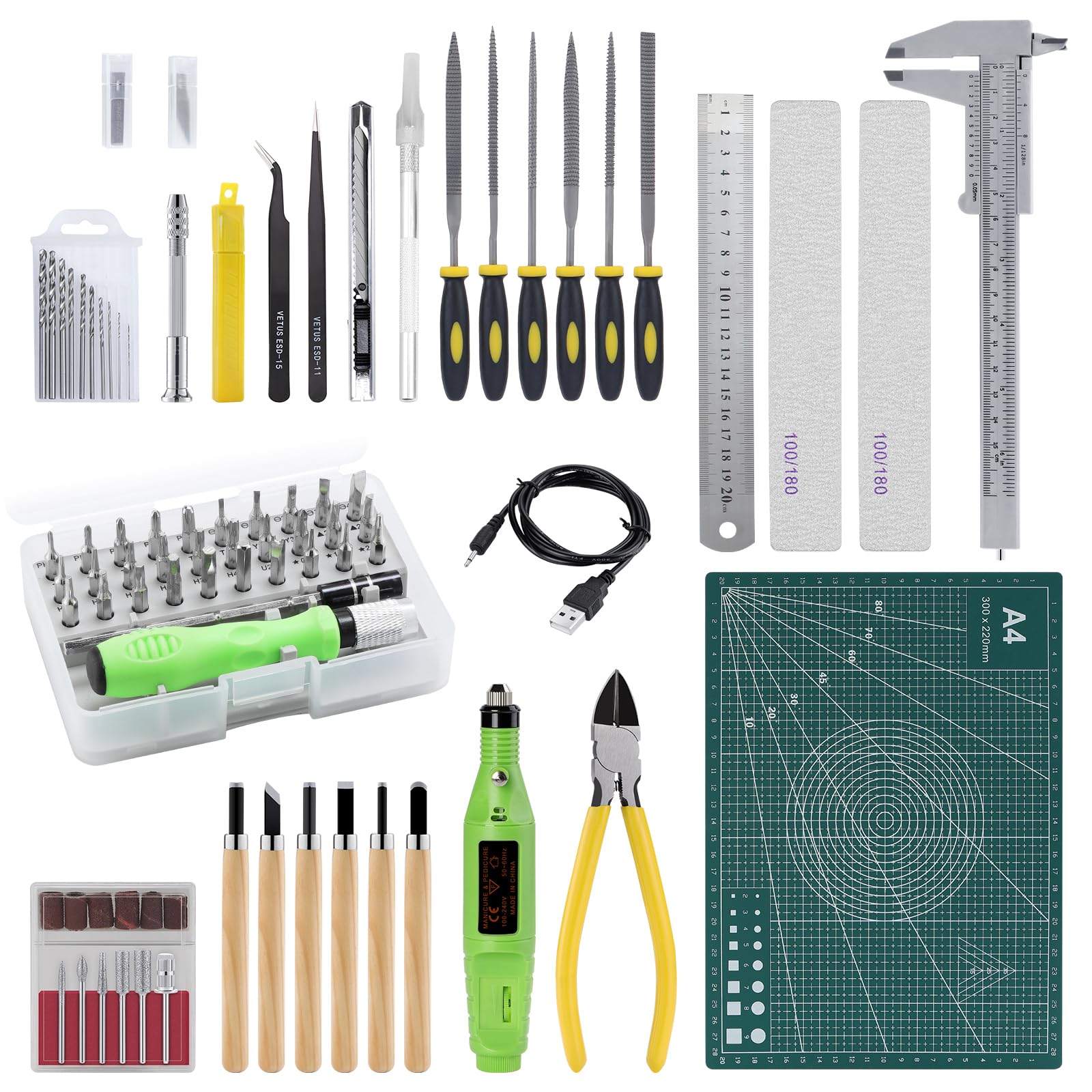 Coptiner 109PCS Gundam Model Tools Kit, Craft Set Model, Hobby Basic Tools for Gundam Model Building , Repairing and Fixing, Arts and crafts with a Plastic Box