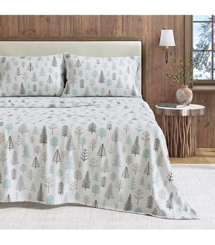 Amazon.com: Great Bay Home Christmas Flannel Sheet Set Queen Size