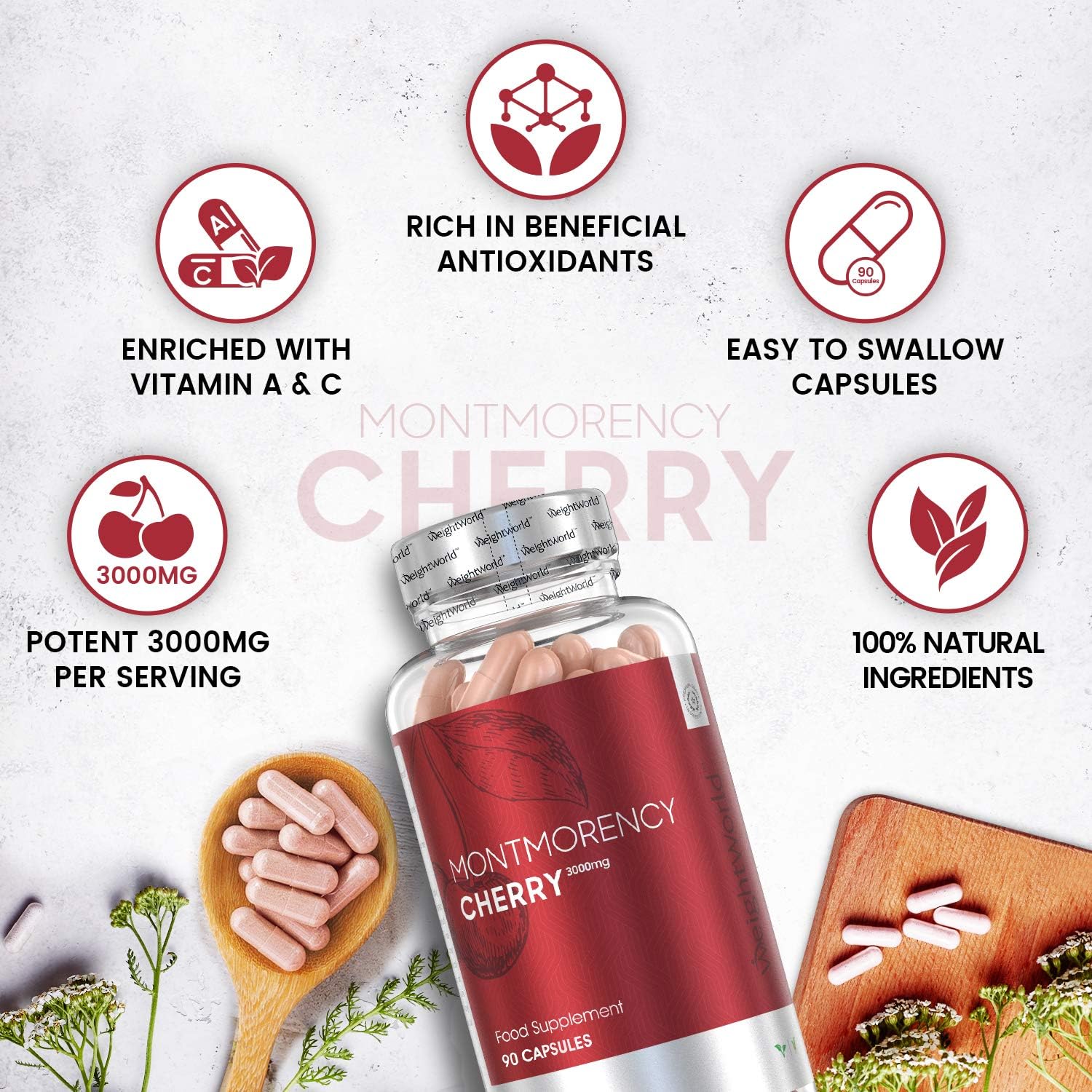 Montmorency Cherry Capsules 6000mg, 180 Tart Cherry Capsules, 3 Months Supply, Vegan-Friendly - Image 4