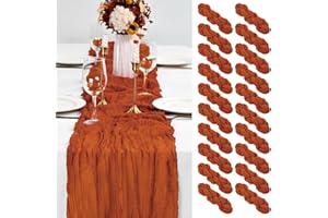 ABKLESACH 20 Pack Terracotta Table Runner 10Ft Cheesecloth Table Runner Boho Gauze Table Runner Long Cheese Cloth Table Runner Romantic Sheer Fabric Table Runners for Wedding Party Bridal Shower