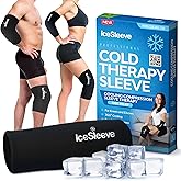 IceSleeve Elbow & Knee Ice Pack Wrap, Reusable Ice Sleeve for Arm & Leg, Flexible Gel Ice Pack for Knee Injuries, Tennis Freeze Sleeve Elbow Compression Wrap, Cold & Heat Therapy, Black SM 1 Pack
