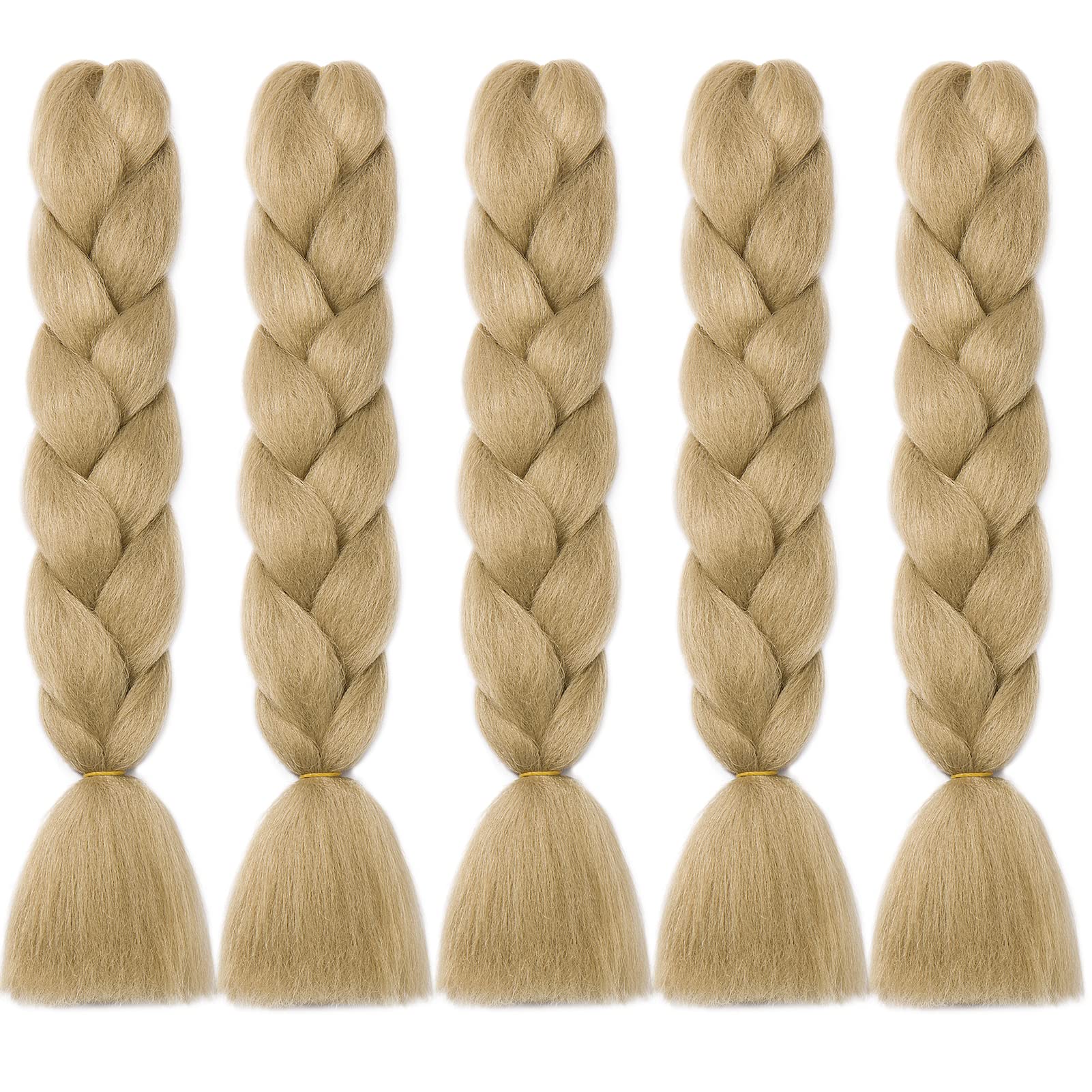 24" Braiding Hair Extension Jumbo Braids Synthetic 5bundles/pack Crochet Hair Afro Box Braid Heat Resistent (Natural Blonde)