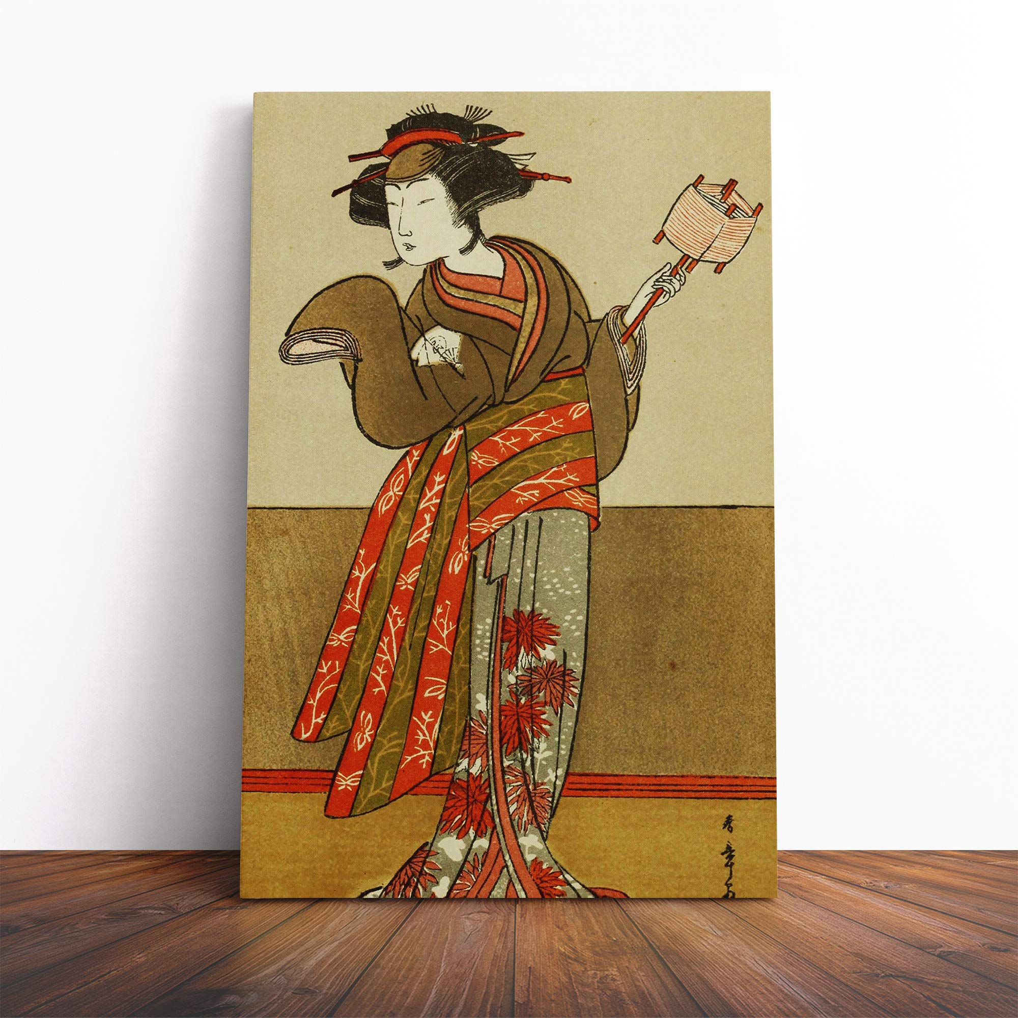 Wall Katsuwaka Shunso Vintage Japanese Oriental Art (1) Canvas Print | Gallery Wrapped 30mm Frame Wall Art | 20x14 inches | Ready to Hang | Asian Picture | Living Room Bedroom Lounge Office