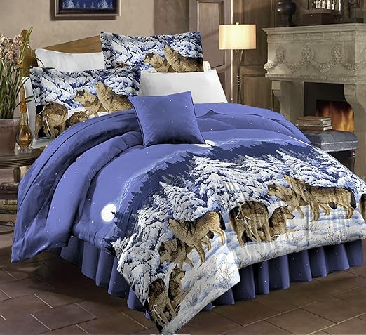 Amazon Com Pdk Regency Midnight Wolves Complete Bedding Set Twin