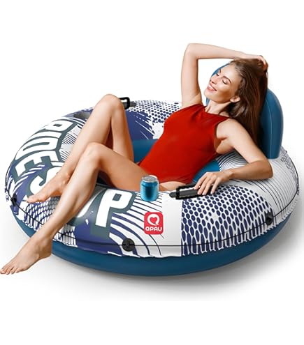 River Tubes For Adults Heavy Duty JOSEN River Floats For Adults Heavy Duty 350lb, XL River Tubes For Floating - 53" Large Pool Floats Adult With 2 Cup Holders, Inflatable Floating Tube