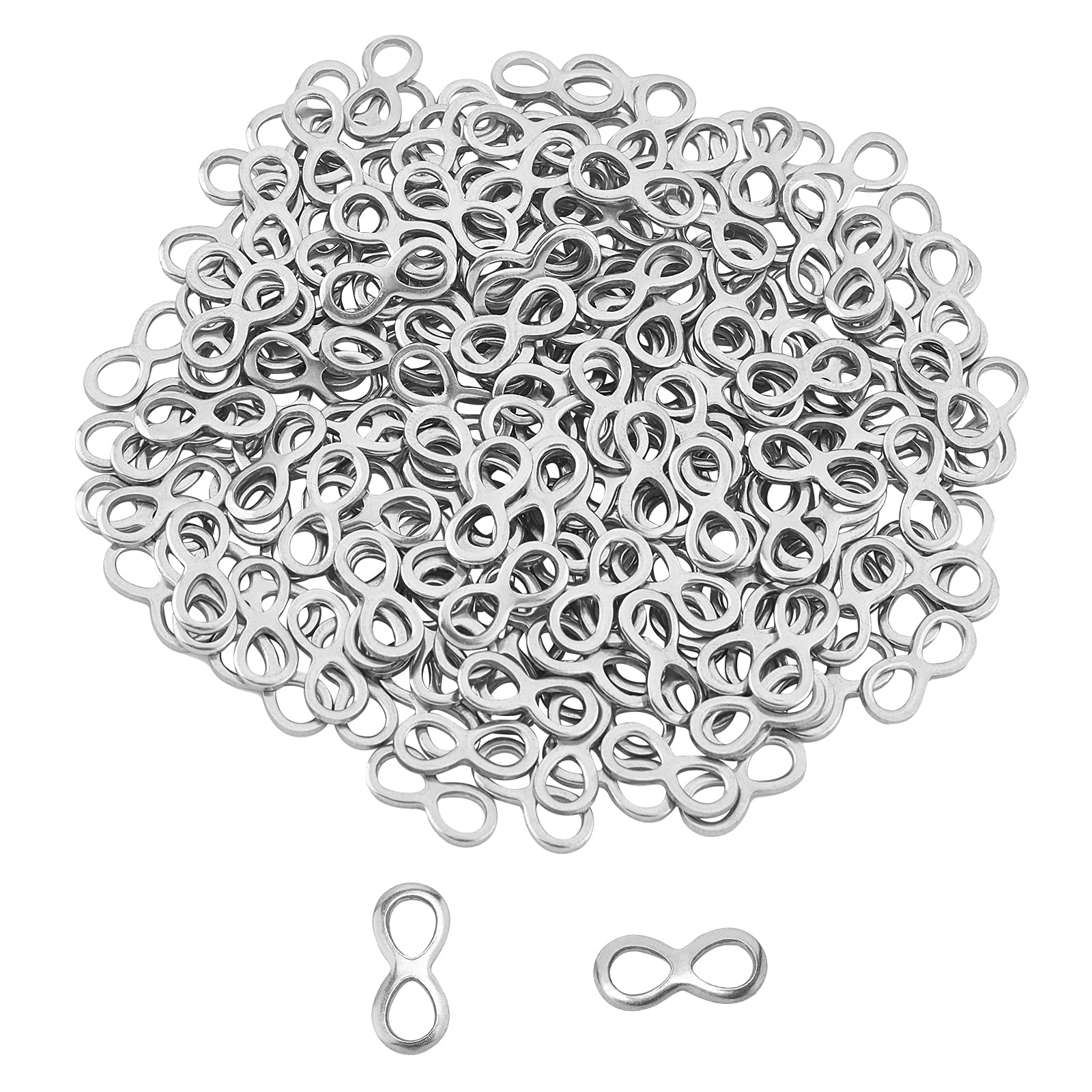 UNICRAFTALE about 200pcs Infinity Link Charm Stainless Steel Linking Charms Infinity Connectors Jewelry Links for Jewelry Making, Stainless Steel Color