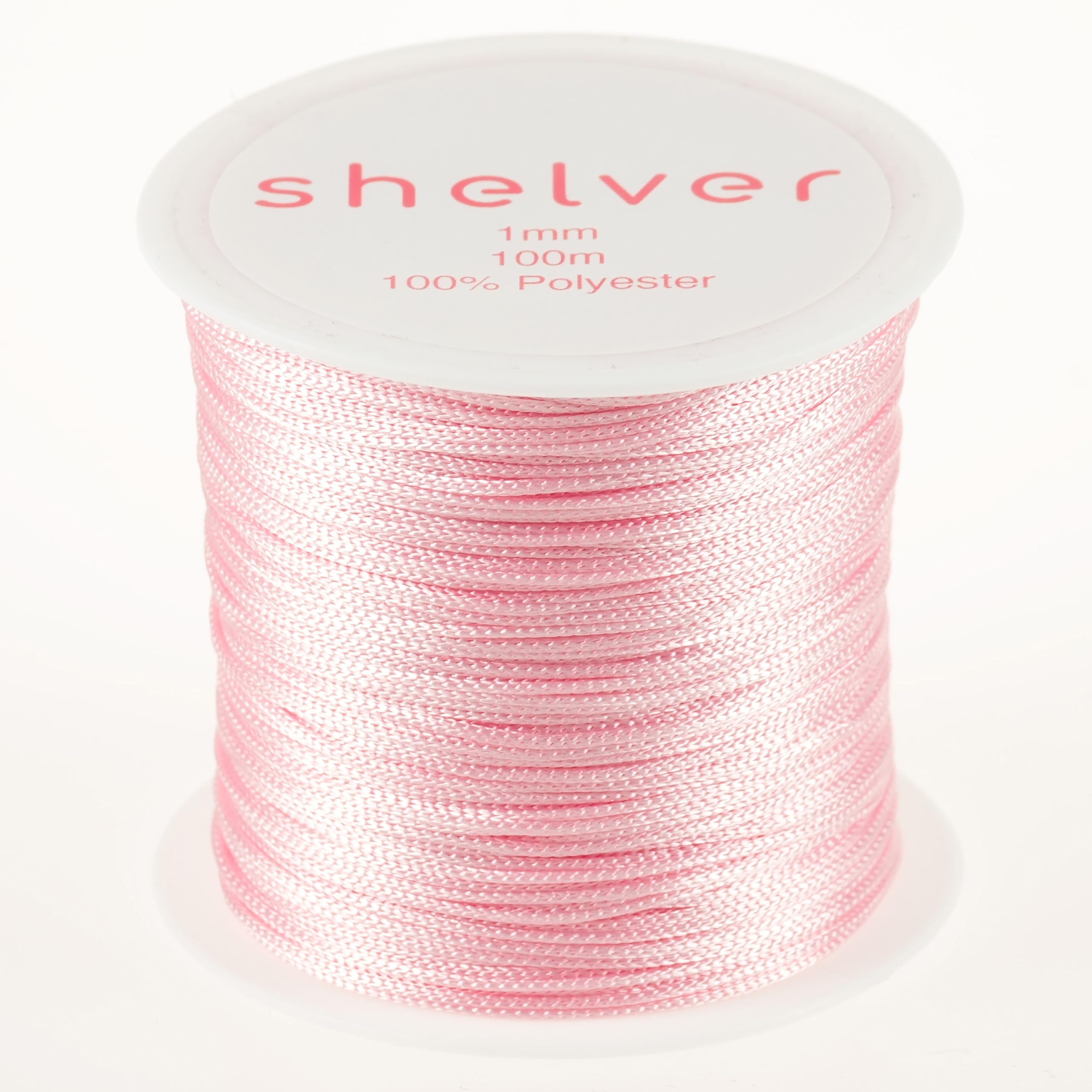 1mm String x 100m, Nylon Cord, Available in 26 Colours, Bracelet Making, Other Crafts (LIGHT PINK)