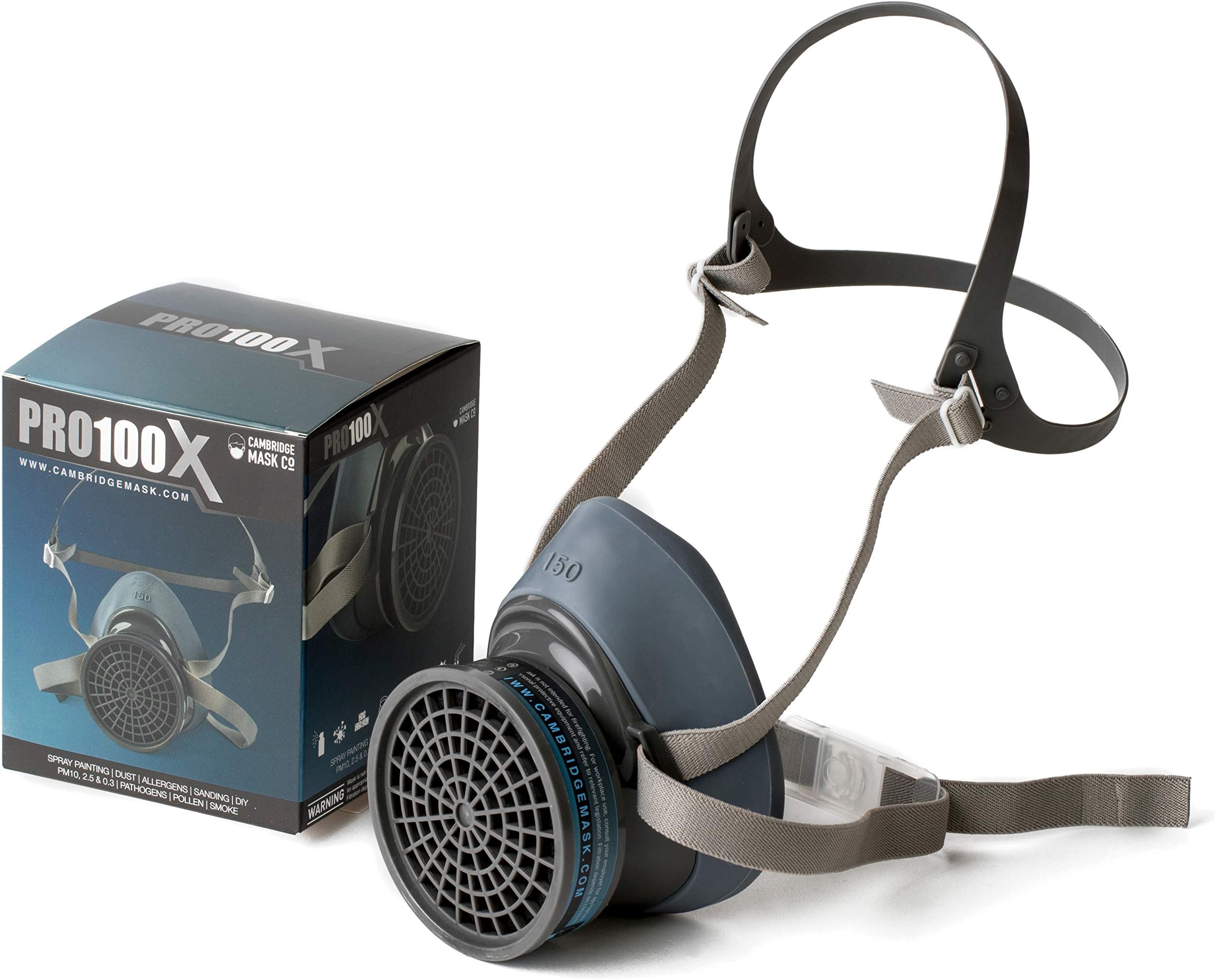 Cambridge Mask Co P100X P100 Respirator – Heavy Duty Mask for Full Face, Mouth, Nose Air Filtration – Ideal for Gas, Paint, Smoke, Dust, Sawdust