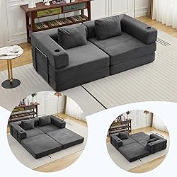 78" W Loveseat Sofa, 4 in 1 Convertible Floor Sofa