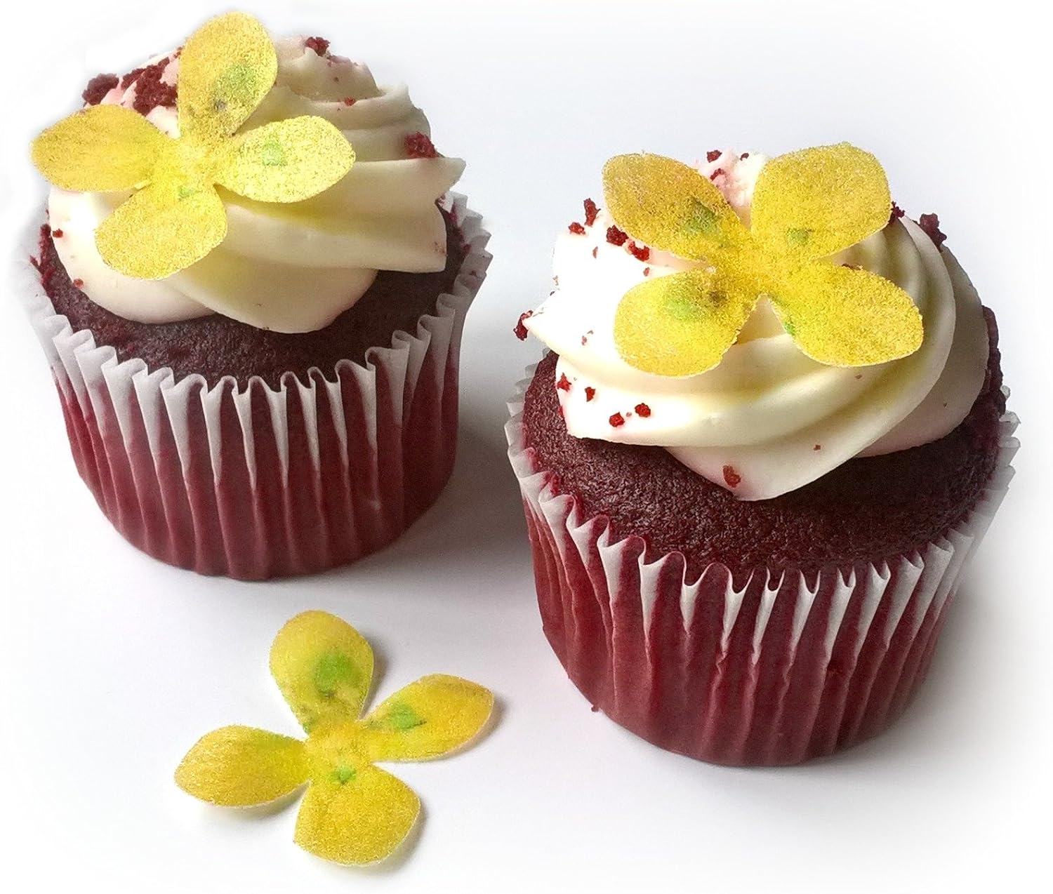 Amazon Com 24 Yellow Flower Flat Edible Wafer Paper Flowers Very