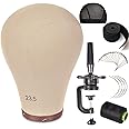 ZGCYSMHT 23.5 Inch Wig Head Cork Canvas Block Mannequin With Stand for Making Wigs