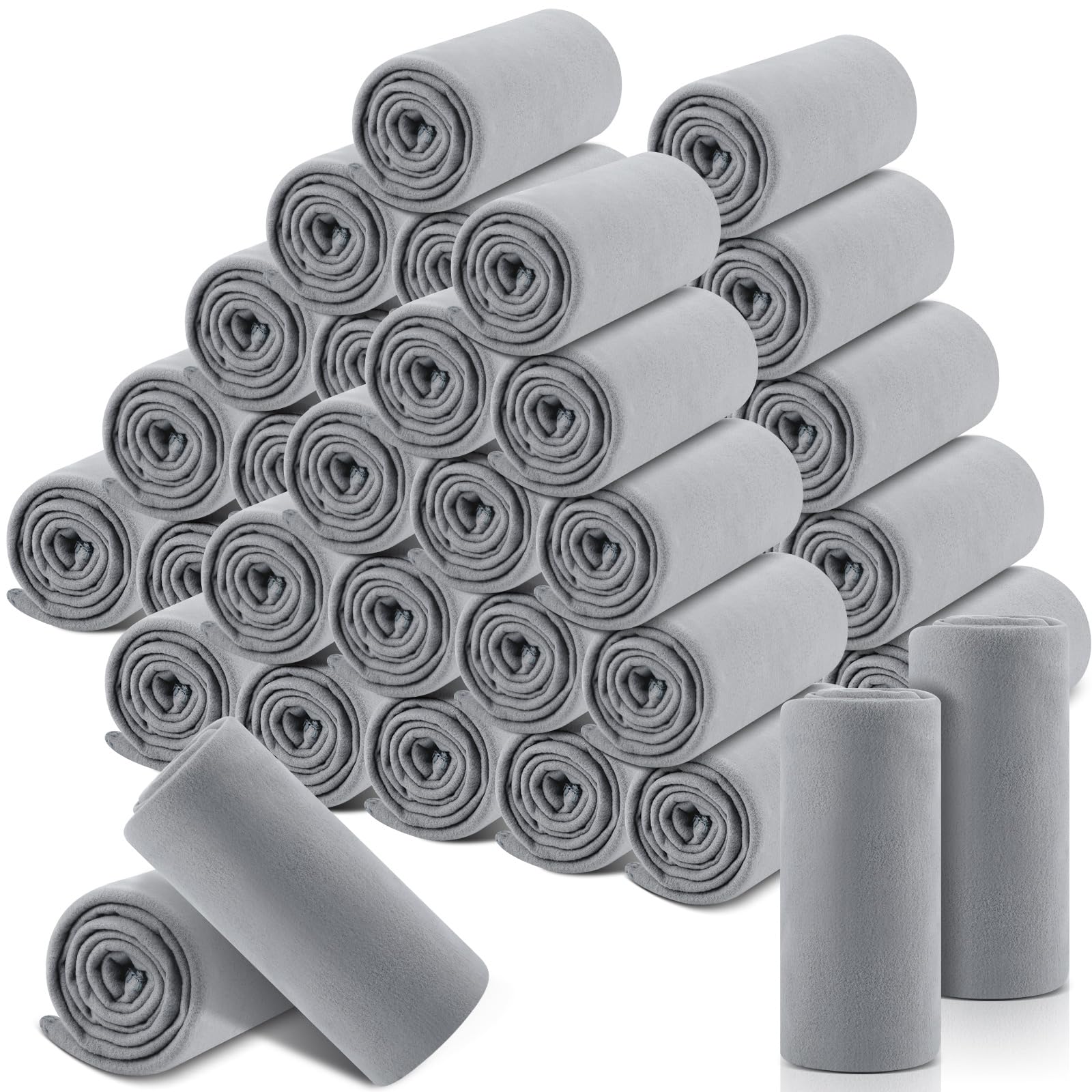 Photo 1 of Newwiee 100 Pcs Fleece Throw Blankets Bulk 50 x 60 in Outdoor Wedding Guest Gifts Soft Lightweight Sleepover Party Lap Blankets Pet Sofa Couch Home Office Donation Homeless (Gray)