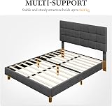 Yaheetech 4ft6 Double Bed Frame Upholstered Headboard Dark Grey view 9