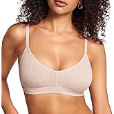 SOULVOR Women's Natrelax No Underwire Comfort Bralette Ribbed Wireless Bra Sleep Unlined V Neck Bras Soft Everyday