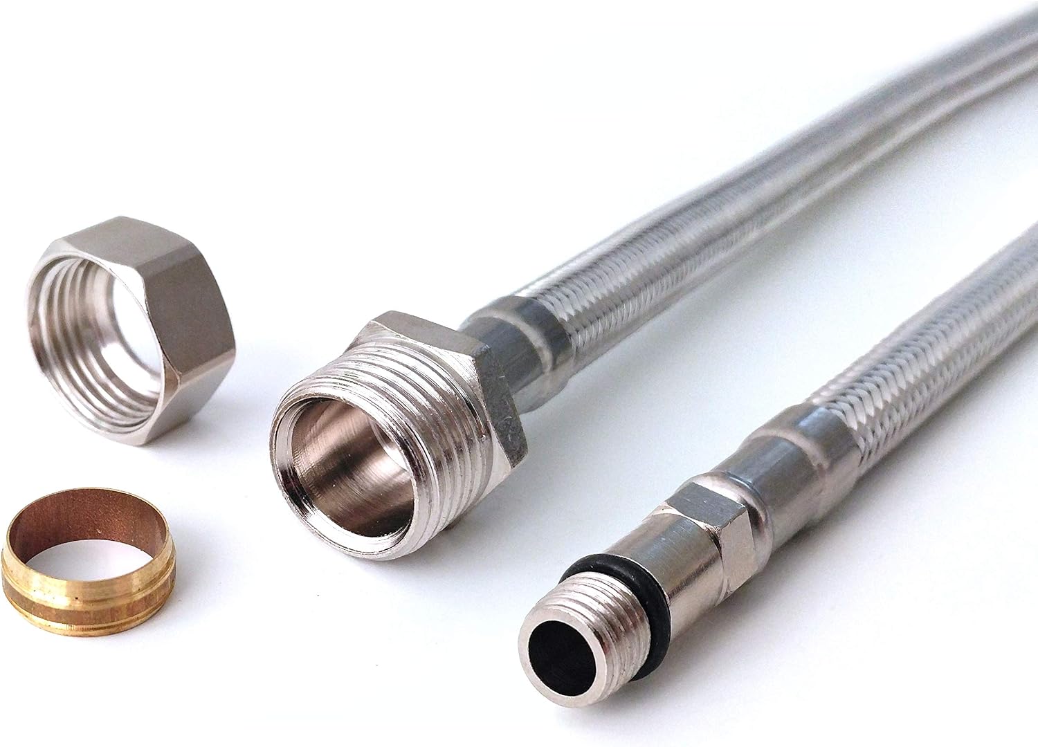 Xcel Home™ 2 x (Pair of) 600mm M12 (12mm) x 15mm Compression Flexi Tap Connectors, Silver