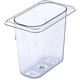 Carlisle FoodService Products Storplus Food Storage Container Food Pan, Chafing Pan for Catering, Buffets, Restaurants, Polycarbonate (Pc), 1/9 Size 6 Inches Deep, Clear, (Pack of 6)