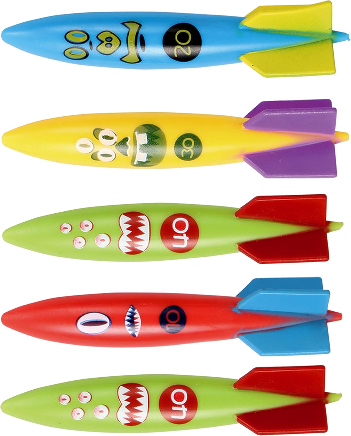 JOYIN 20 Pcs Diving Pool Toys Set with Bonus Storage Bag Includes 5 Diving Sticks, 5 Diving Rings, 5 Toypedo Bandits, 5 Diving Fish Toys, Underwater Sinking Swimming Pool Toy for Kids: Toys & Games