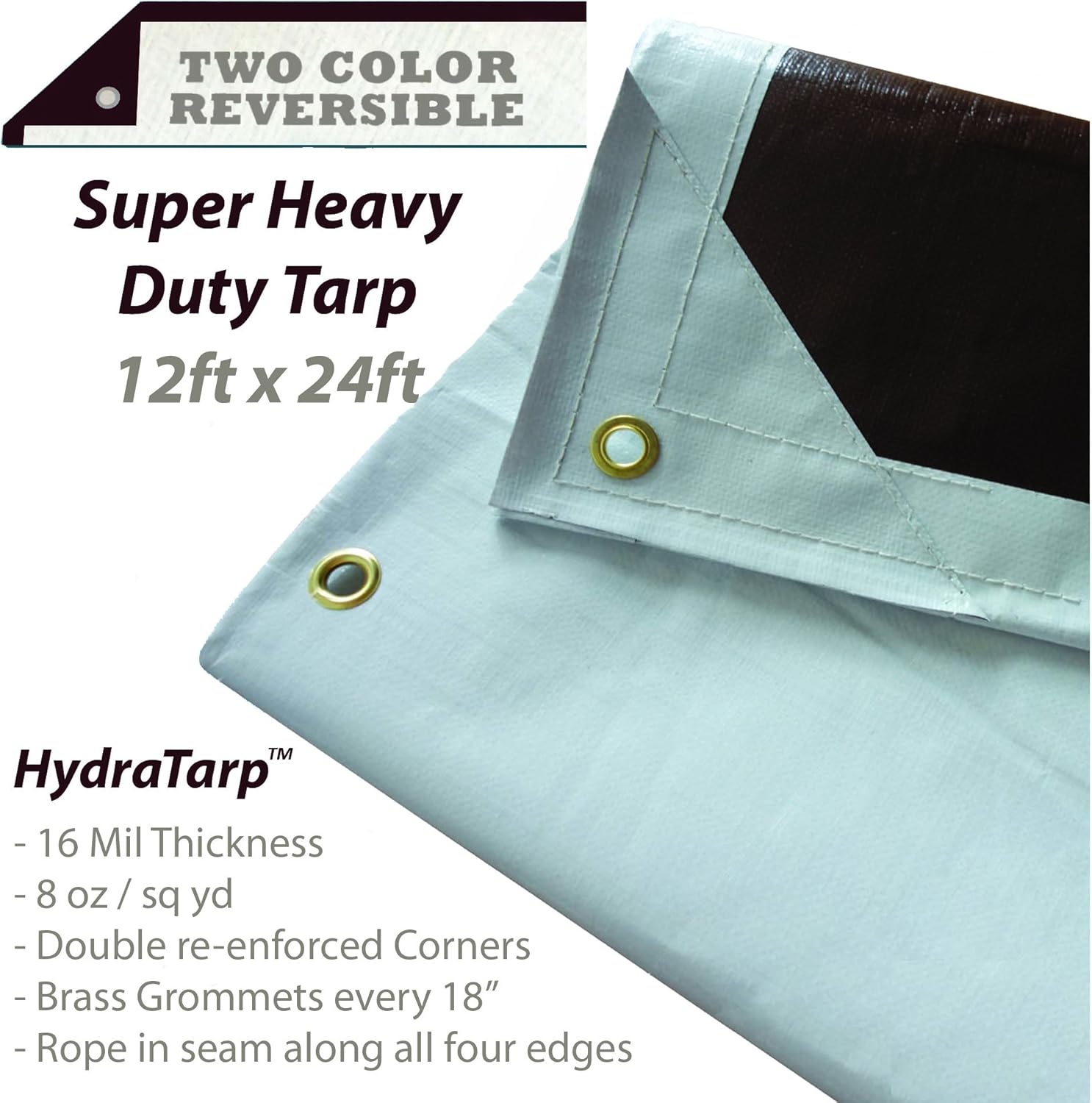 HydraTarp 12 Ft. X 24 Ft. Super Heavy Duty Waterproof Tarp 16mil