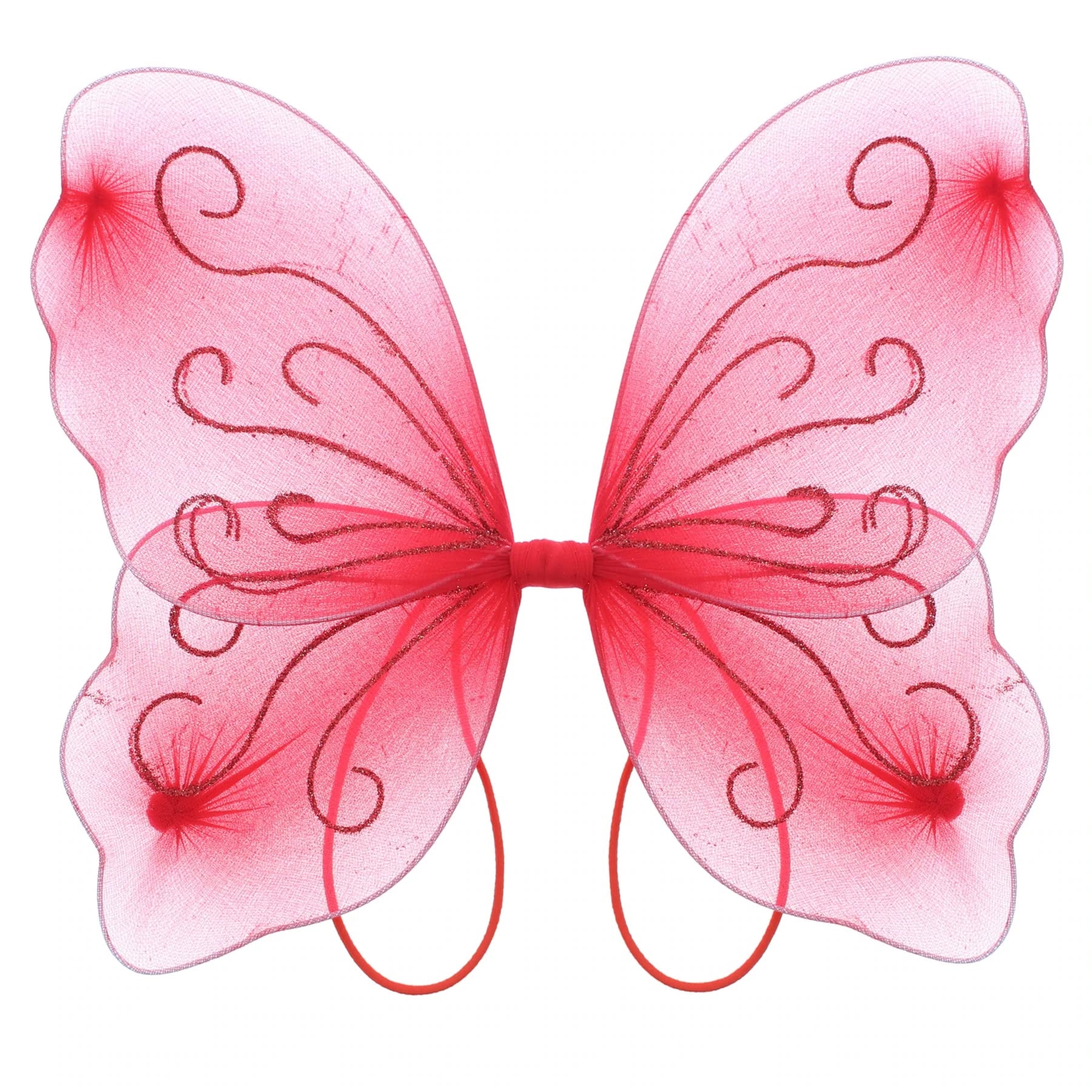 Topkids Accessories Wings Fairy Butterfly Pixie Tinkerbell Fancy Dress Outfit Girls Dressing Up Costume Baby Toddler Kids Childs Small Tiny Mini Toy Angel Fairywings (Red)