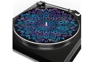 GLENLCWE Mandala Turntable Platter Mat Lotus Flower, Anti-Static Anti-Vibration 12 Inch Turntable Slipmat Felt Turntables Mat