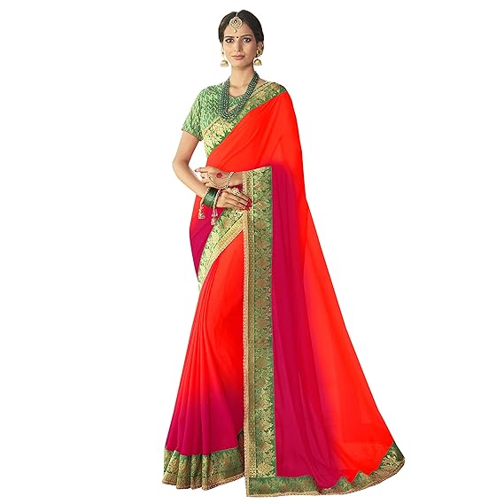 Red Pure Chiffon embellished saree (SUHANI13007SSSR1_Red)