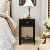 Yaheetech Black Bedside Tables 2pc Nightstand 30x40x61cm with Drawer view 4