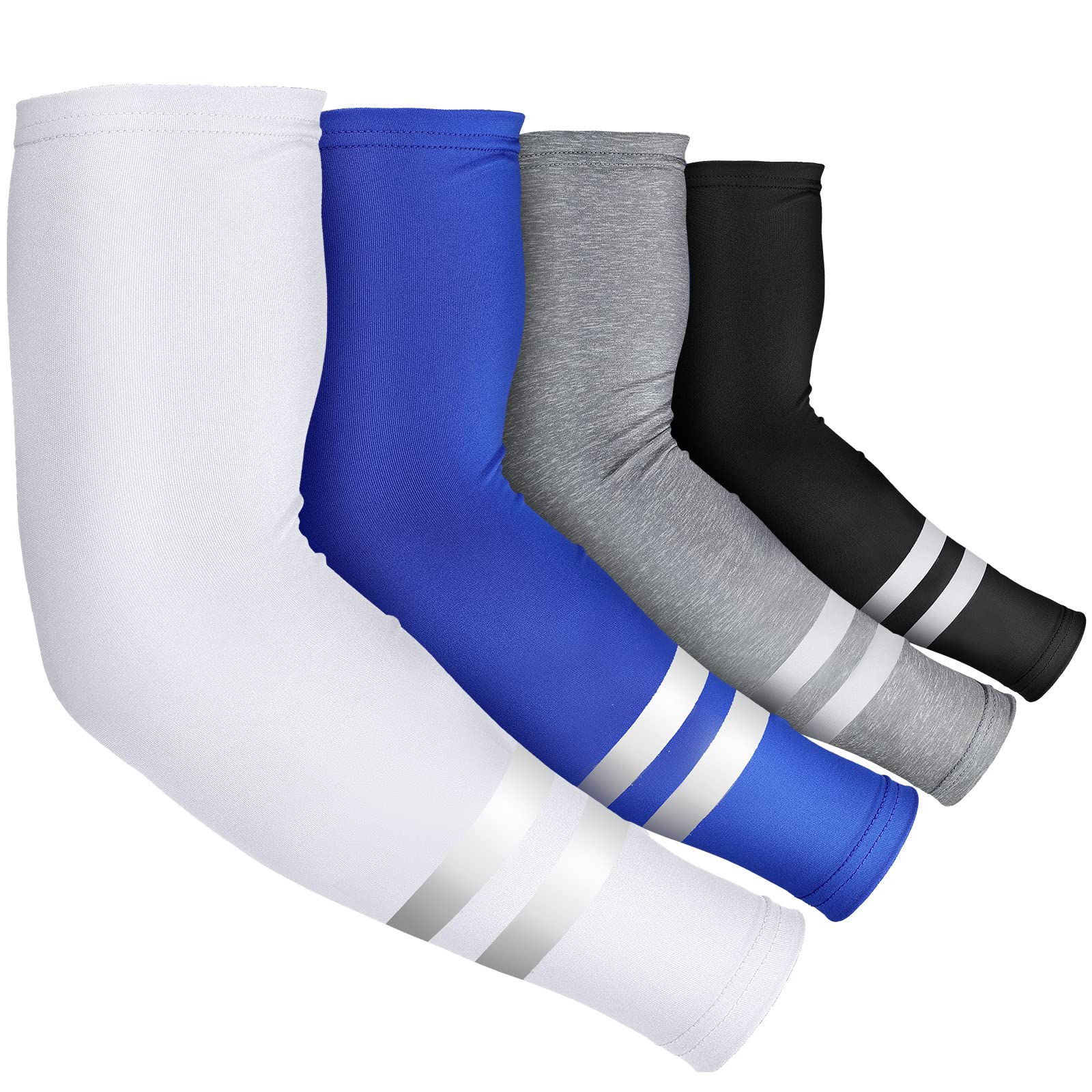 Photo 1 of Geyoga 4 Pairs UV Protection Sun Arm Sleeves for Men Women Reflective Cooling Compression Sleeves for Outdoor Sports Work(Black, White, Light Gray, Blue)