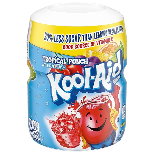 KOOL-AID SUGAR SWEETENED TROPICAL PUNCH POWDERED DRINK MIX, 19 OZ. CANISTER
