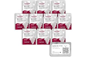 Lalvin EC-1118 Wine Yeast (10 Pack) - Champagne Yeast - Make Wine Cider Mead Kombucha At Home - 5 g Sachets - Saccharomyces c
