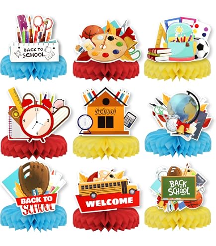 Aazon.co: 9 Pieces Back To School Honeycob Centerpieces 3d First Day Of School Table