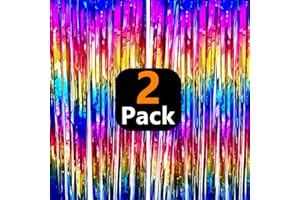 Sparkly Rainbow Gradient Tinsel Foil Fringe Curtain Party Backdrop Decorations for Birthday Graduation Wedding Engagement Bri
