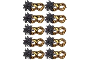 IETANG 10pcs Set Mardi Gras Half Masquerades Venetian Masks Costumes Party Accessory