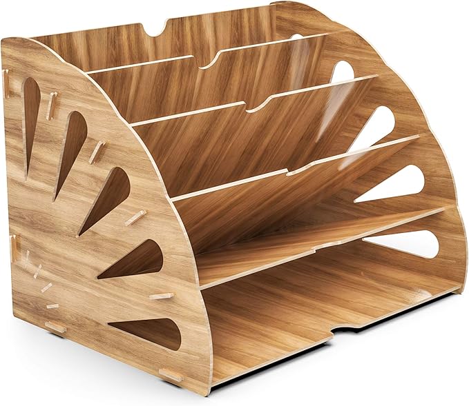 Lesfit Desktop Wood Letter Tray Organiser, Wooden Desk File/Document/a4