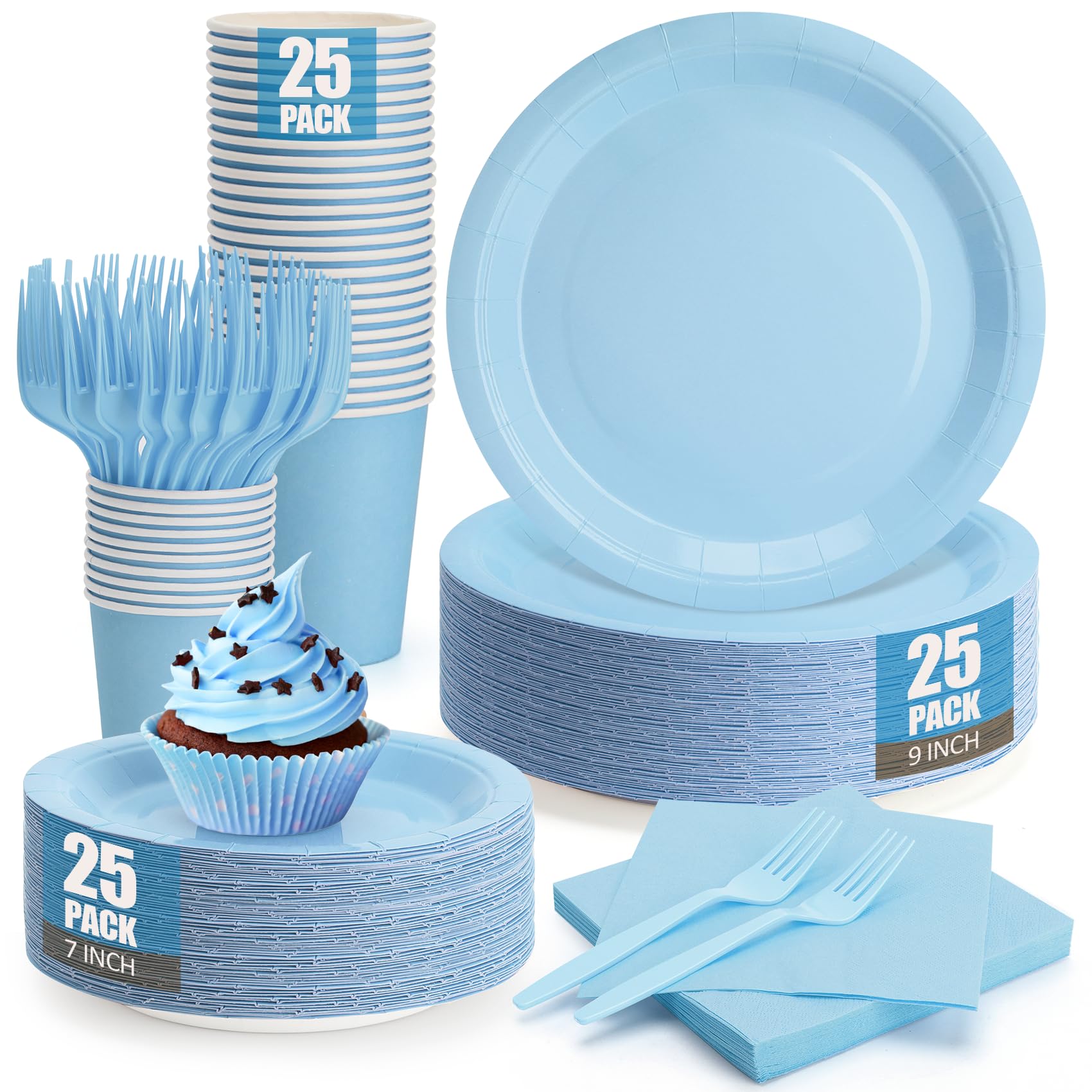 Photo 1 of *MISSING PARTS*
CENLBJ Light Blue Paper Plates and Napkins Party Supplies, Include 9’’Disposable Blue Plate, 7’’Dessert Plates Cups Napkins Forks for Baby Shower, Wedding, Birthday Decorations, Serves 25