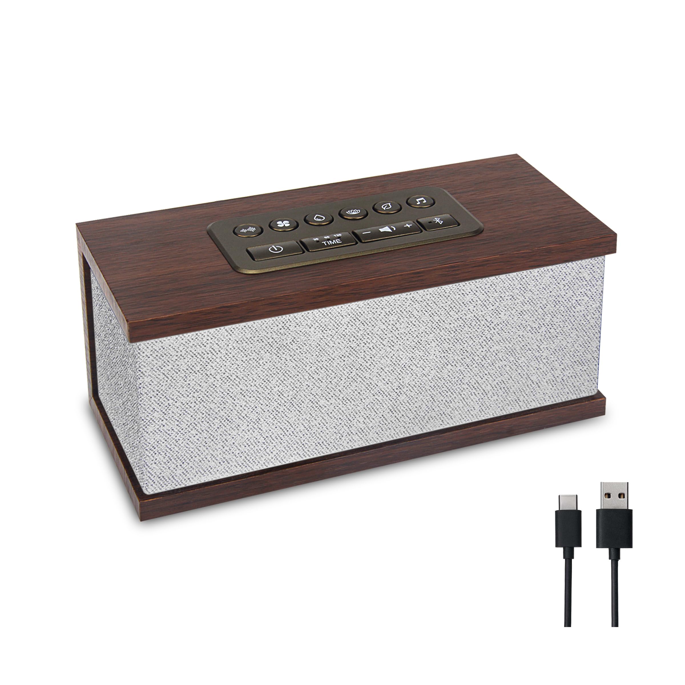 BIGMONAT Bluetooth Speaker&Wooden Sleep Player,Rechargeable 70 Sounds Bluetooth White Noise Machine with Volume Control &Timer,Suitable for Travel,Relax Mood,Concentration&Improving Insomnia-White