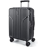 BAGSMART Carry On Luggage 22x14x9 Airline Approved, Lightweight luggage with Spinner Wheels, 20 Inch Expandable Hardside Carry On Suitcase with TSA Lock Rolling Travel suitcase Carry-On, Black