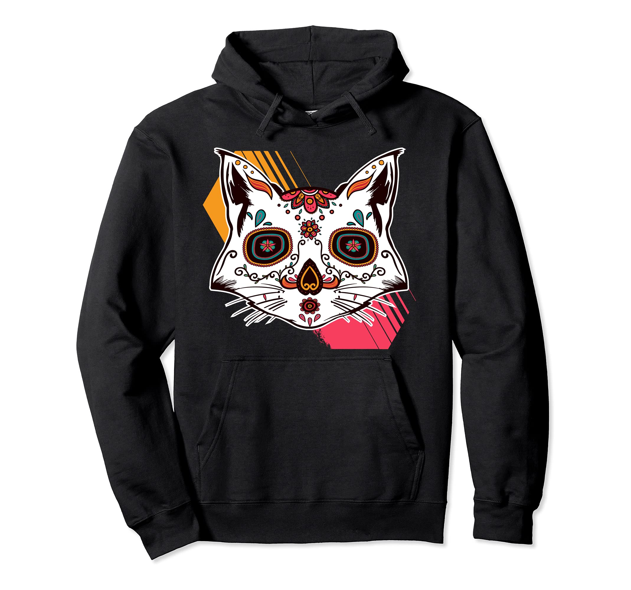 Day of the Dead Cats Skull Dia De Los Muertos I Cute Cat Pullover Hoodie