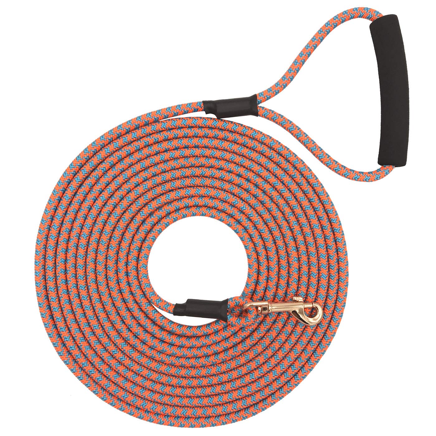 Shorven Nylon Strong Dog Rope Lead Leash Training Dog Lead with Soft Handle 6-20 FT Long Orang/Blue (Dia:0.3" 20FT)