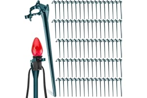 Jetec 60 Pieces Christmas Light Stakes Universal Yard Lawn Holiday 7.5 Inches Light Ground Stakes for C7 C9 String Lights Christmas Outdoor Lights Holders on Yards, Driveways (Green)