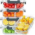KOMUEE 30 oz 5 Pack Glass Meal Prep Containers 2 Compartments, Glass Food Storage Containers with Lids, Airtight Lunch Box, Microwave, Oven and Freezer Safe