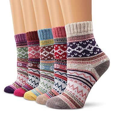 Moliker Wollesocken, Damen Socken Winter Socken 5 Paar atmungsaktiv warm weich bunte Farbe Premium Qualität klimaregulierende