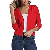 Urban CoCo Women's 3/4 Sleeve Cropped Cardigan Sweater Elegant Shrugs for Women
