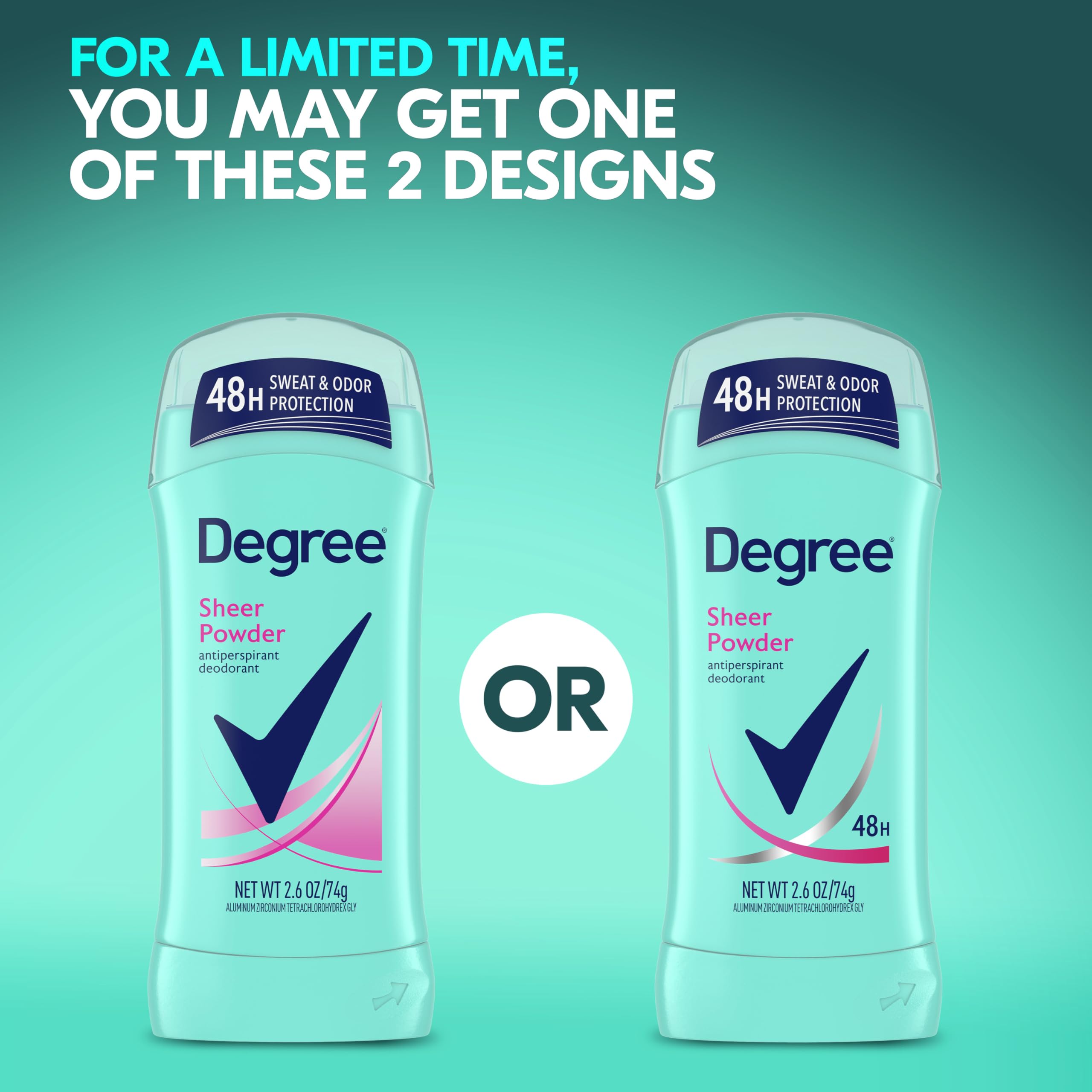 Degree Original Antiperspirant Deodorant Sheer Powder Pack of 6 48-Hour Sweat & Odor Protection Antiperspirant for Women 2.6 oz