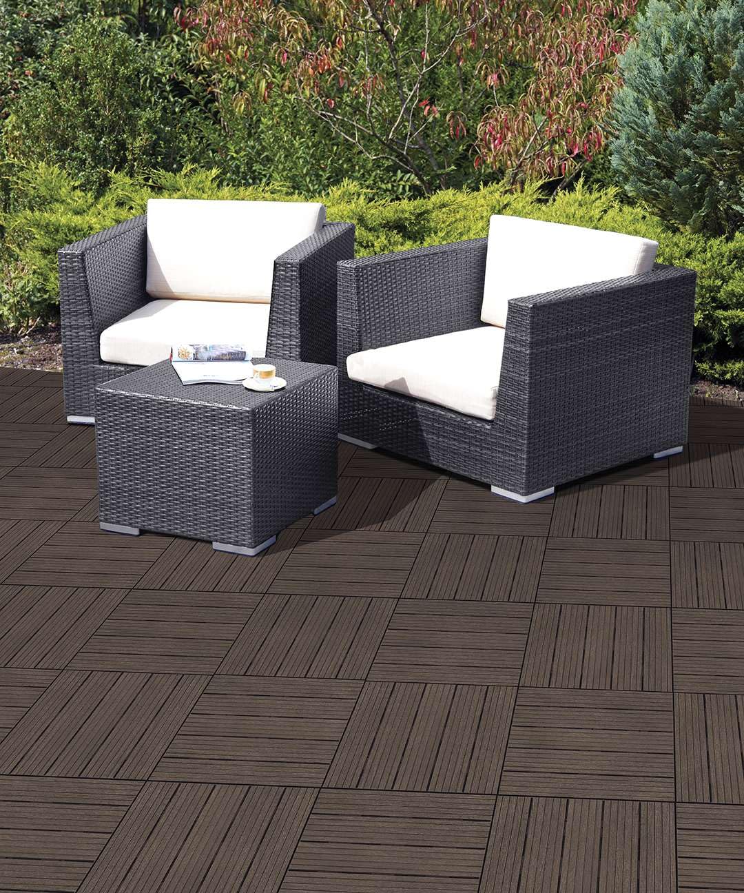 Nicoman Garden Decking Tiles Cosmopolitan Patio, Terrace, Hot Tub Deck Tiles | Interlocking Decking Tiles | Recycled | Cosmo Composite | Outdoor Drainage Deck Flooring (Brown, 30 x 30cm, 1x)