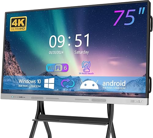 Hkmlc Elite Dual 75 Inch Smart Board 4k Uhd Interactive Whiteboard