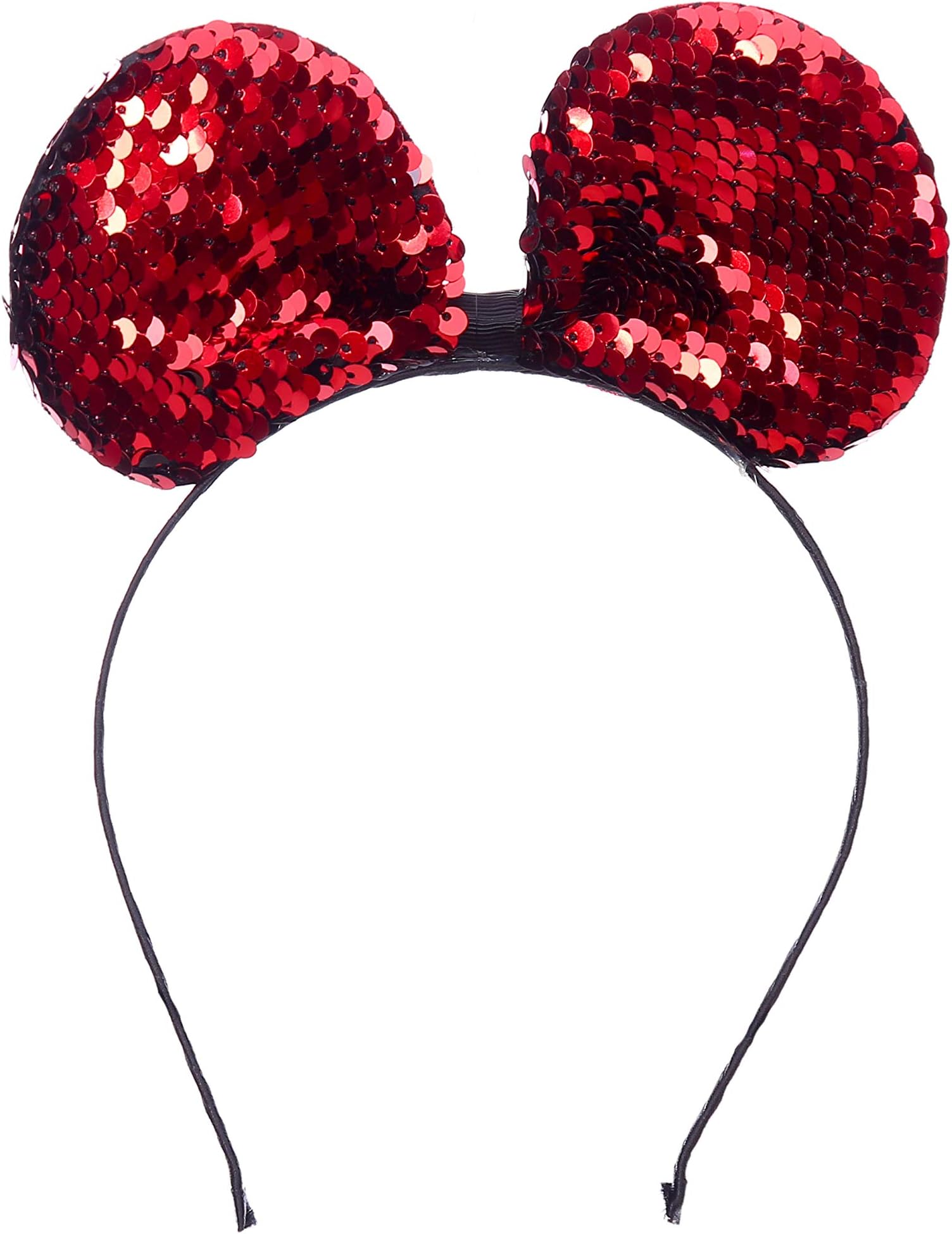 ZADAWERK® Headband - round ears with reversible sequins (No. 992, red)