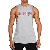 Ouber Men's Graphic Drop Arm Tank Top Slim Fit Sleeveless Gym T-Shirt for Bodybuilding