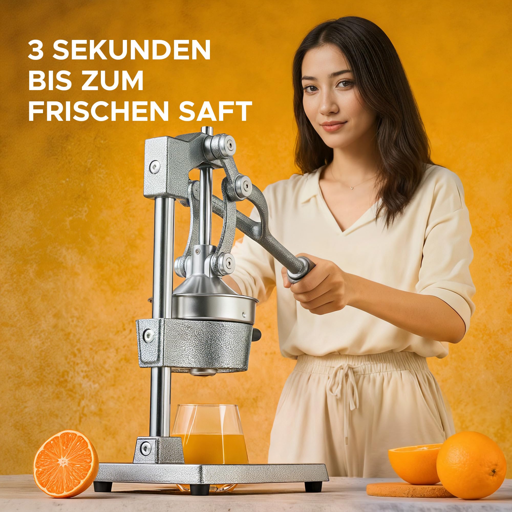 CO-Z Professionelle Zitruspresse in handelsüblicher Qualität, Handpresse, manuelle Fruchtpresse, Metallsaftpresse, robuste Saftpresse, Zitrusfrüchte, Orange, Granatapfel 3