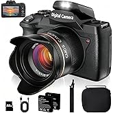 ISHARE 5K Digital Camera for Photography, 64MP WiFi Vlogging Camera for YouTube with Front and Rear Lens, Flash, Travel Camera with 4'' Touch Screen, Lens Hood, 32GB Card, 2 Batteries
